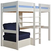 Stompa Uno Plus High Sleeper Bedstead with Chair Bed and Desk, Blue, width 106cm