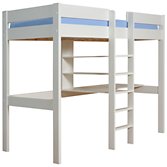 Stompa Uno Plus High Sleeper Bedstead and Desk, White, width 106cm