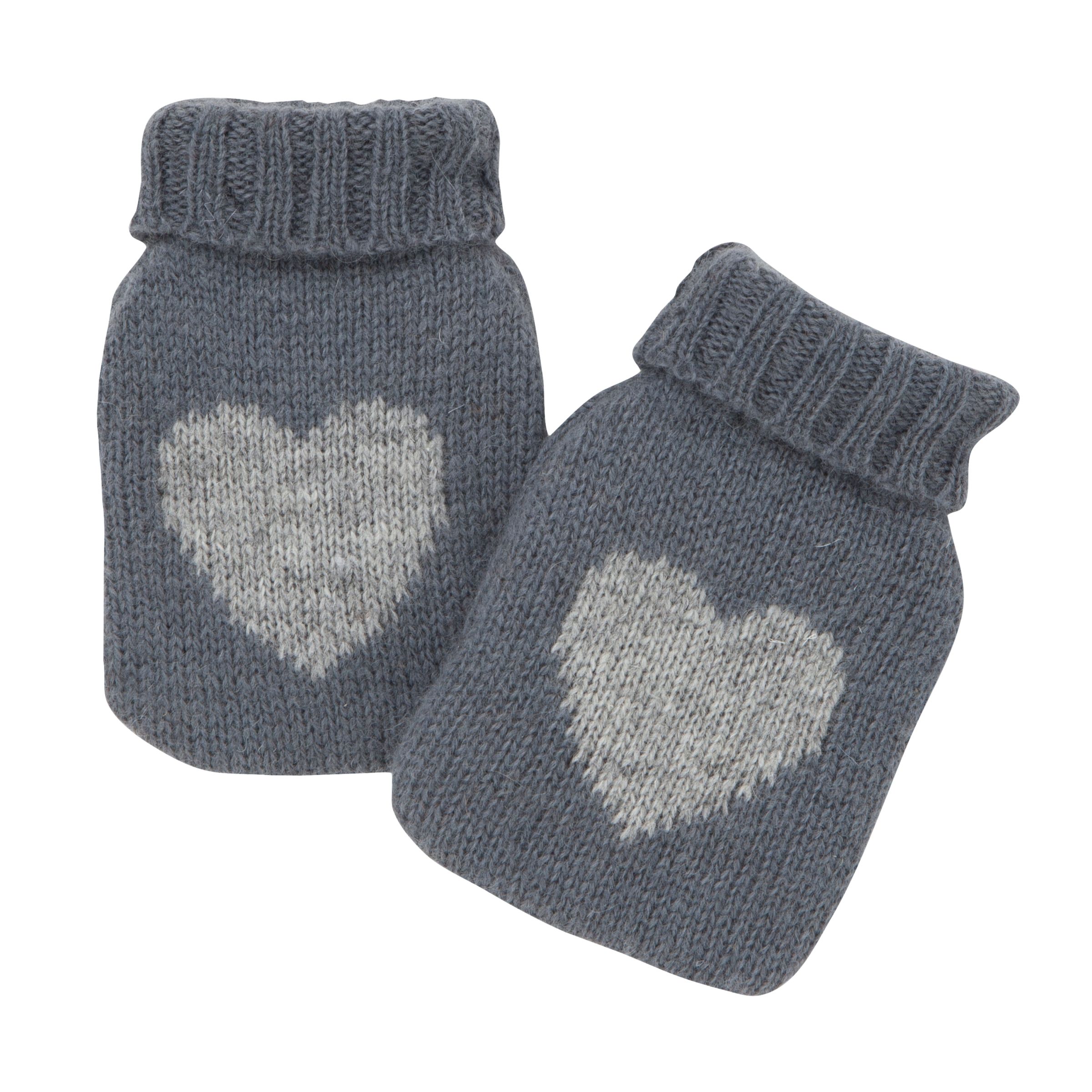 John Lewis Knit Heart Print Handwarmers, Grey