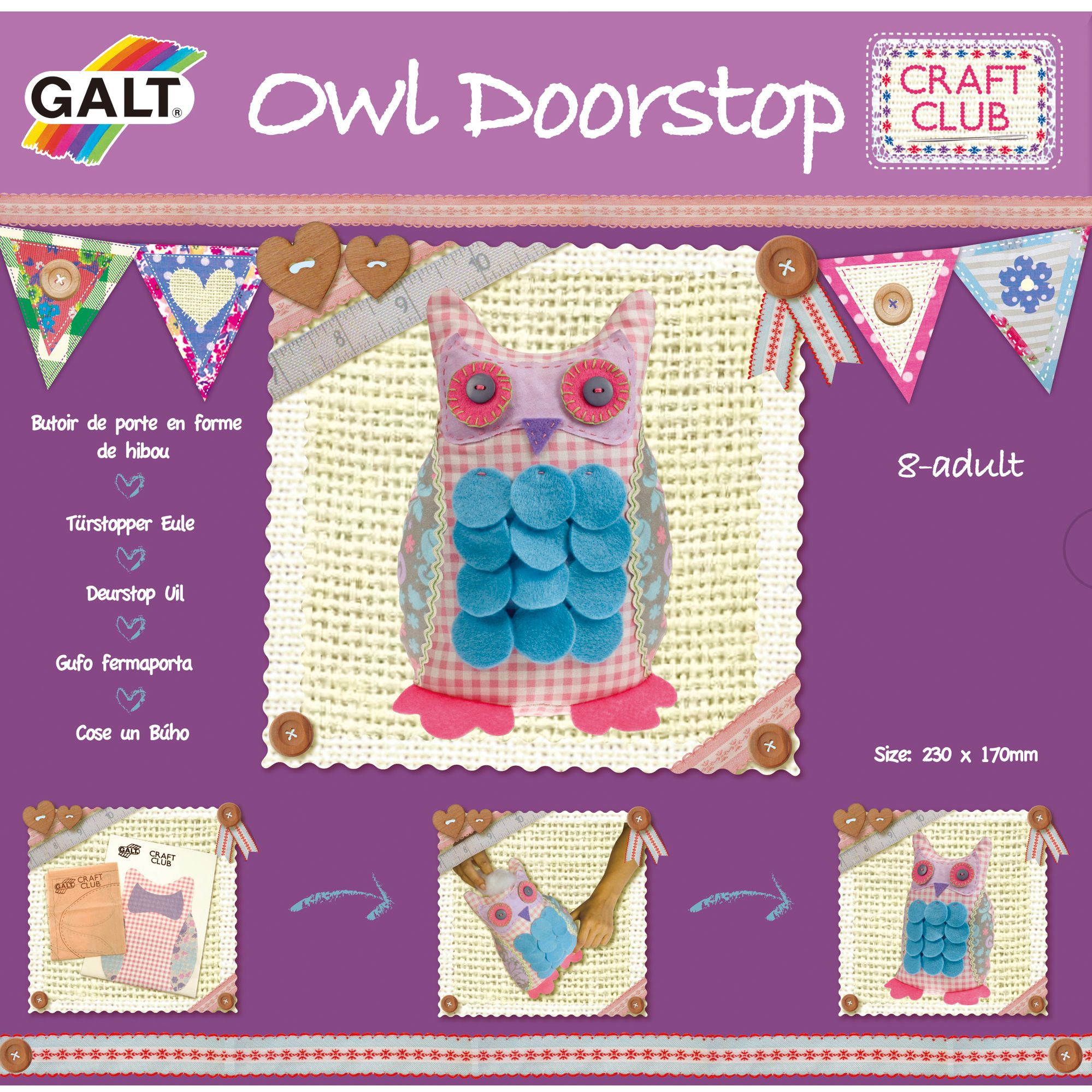 Galt Craft Club Kit, Stitch An Owl Doorstop