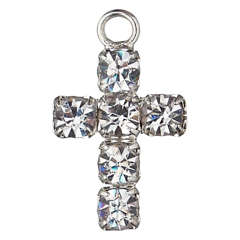 Groves A La Mode Charm, Diamante Cross, Silver