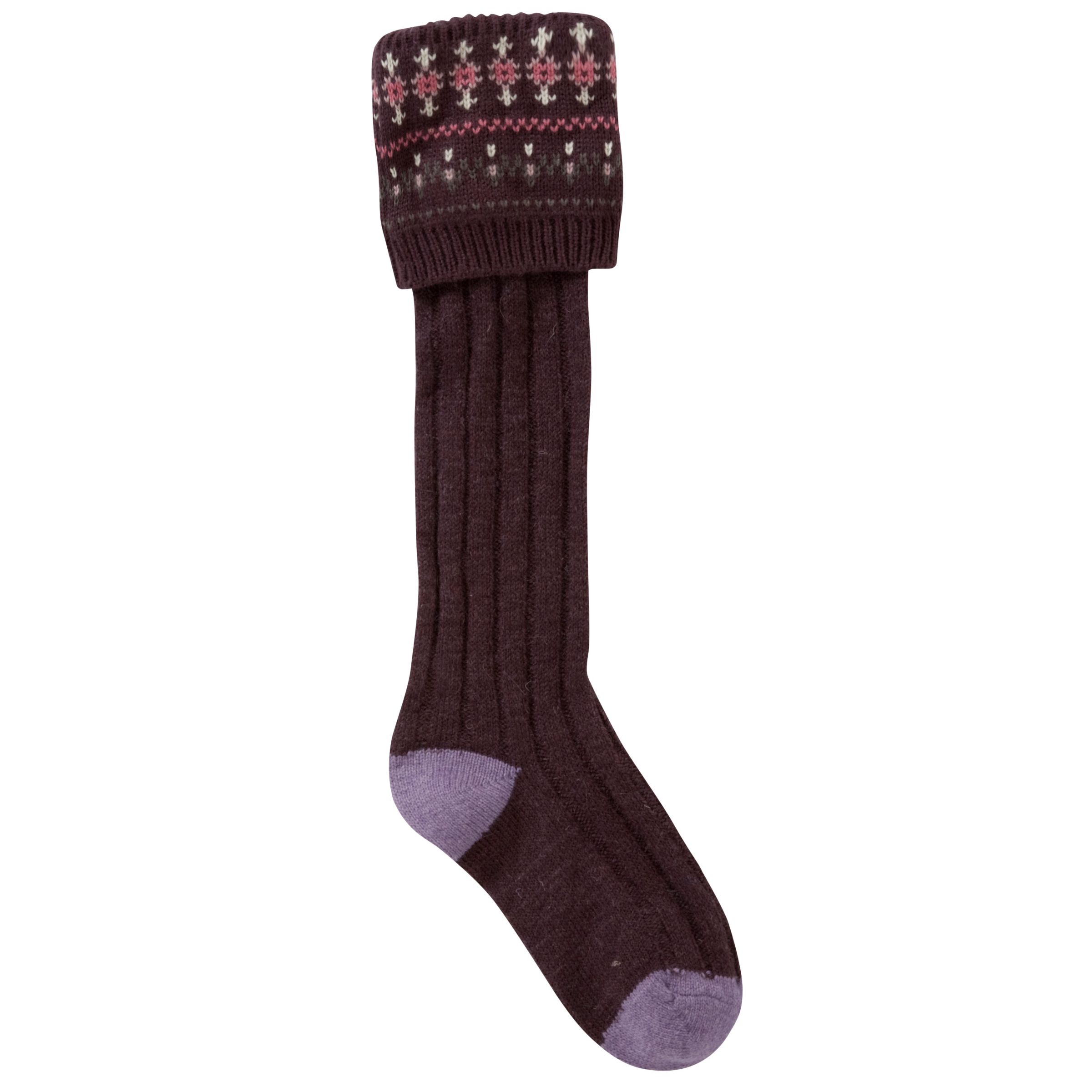 Fat Face Fine Stripe Boot Socks, Plum