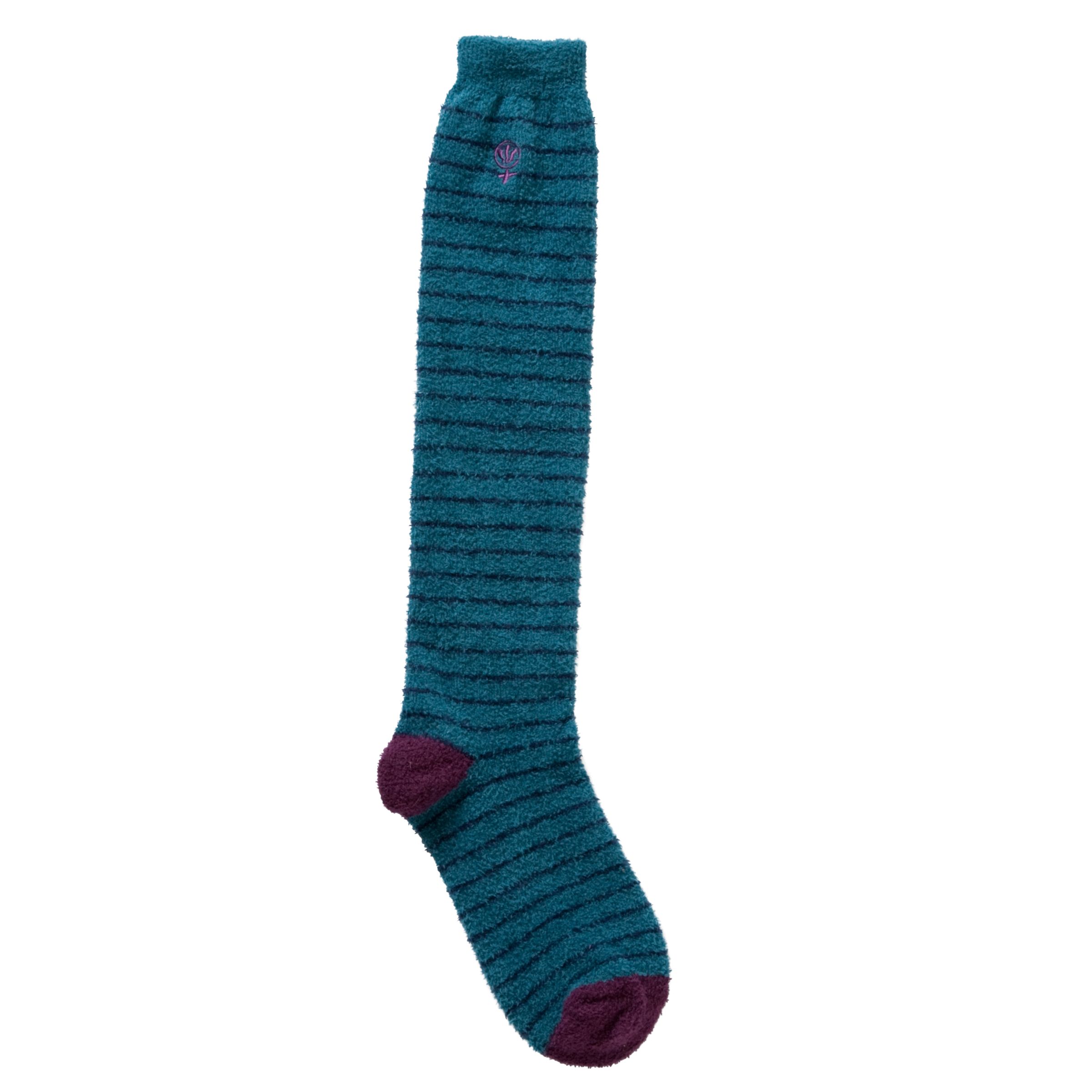 Fat Face Fluvia Cotton Stripe Knee High Socks, Teal