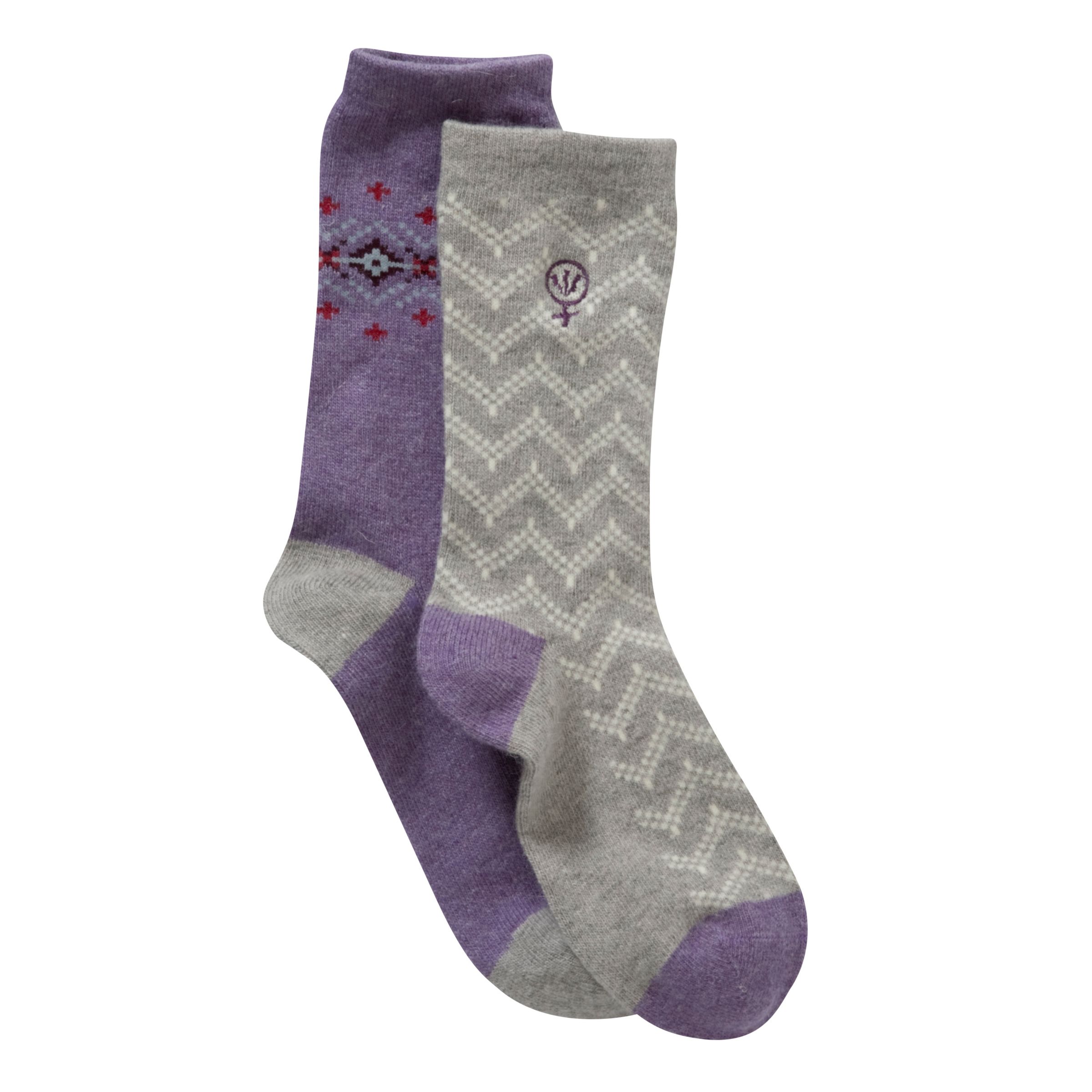 Fat Face Angora Fairisle Socks, 2 Pack, Violet