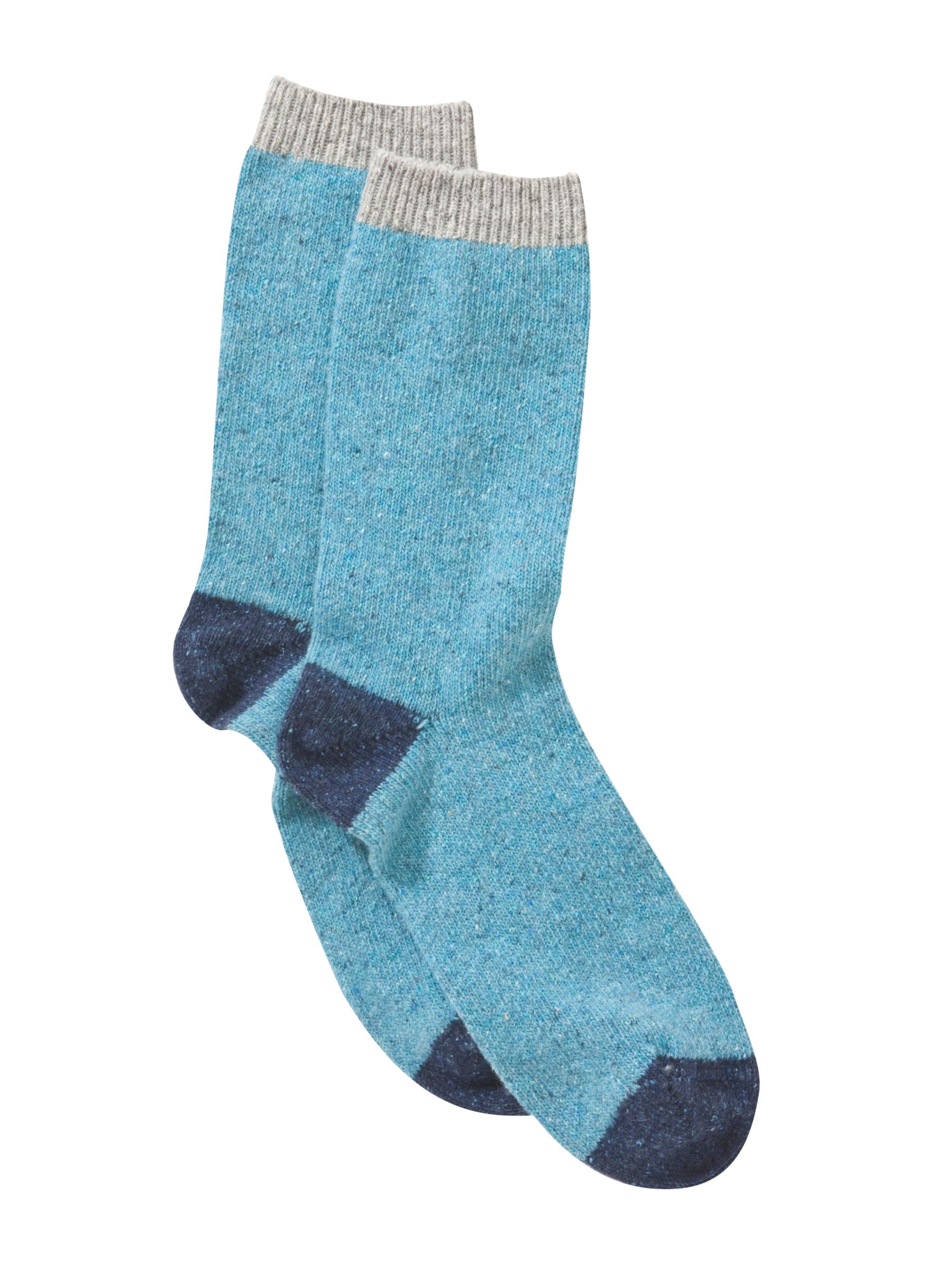 John Lewis Wool Silk Blend Heel and Toe Ankle Socks, Blue