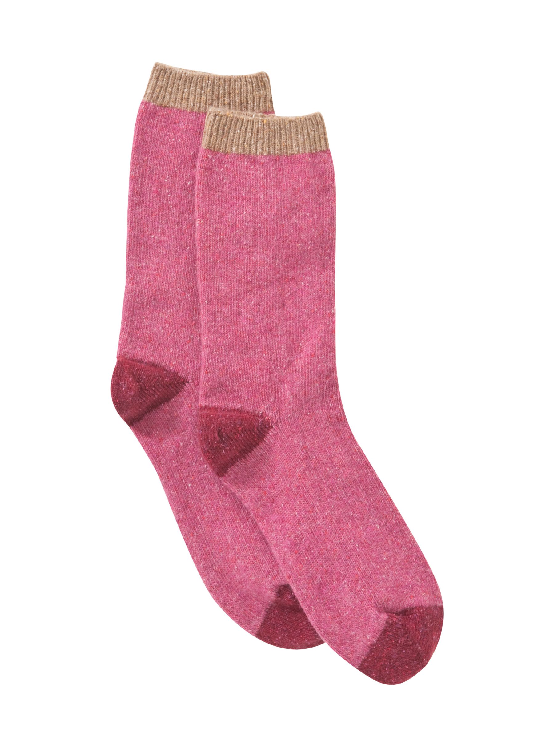 John Lewis Wool Silk Blend Heel and Toe Ankle Socks, Pink