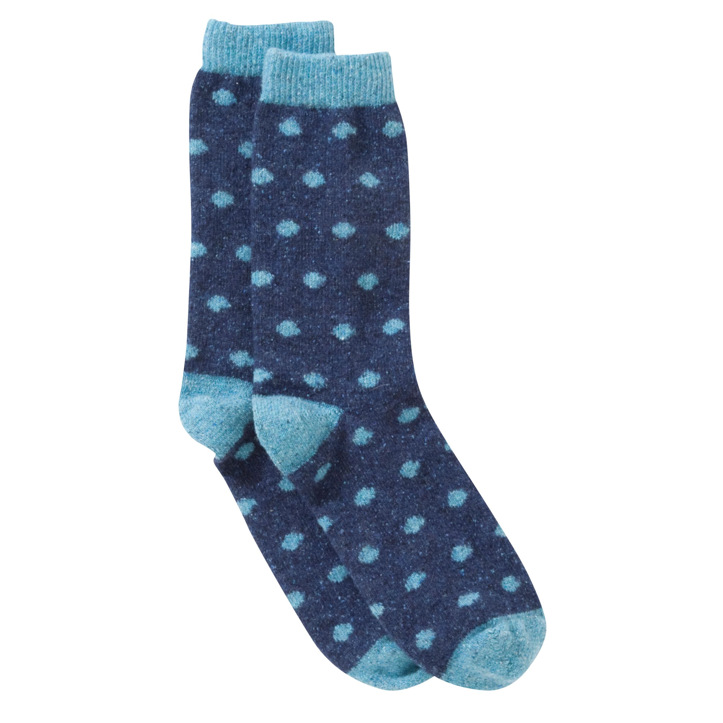 John Lewis Wool Silk Blend Spotty Ankle Socks, Blue
