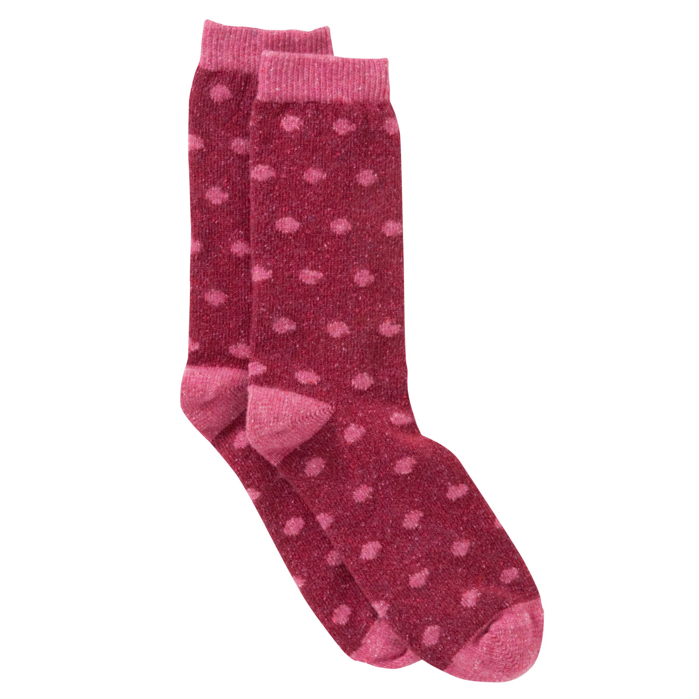 John Lewis Wool Silk Blend Spotty Ankle Socks, Pink