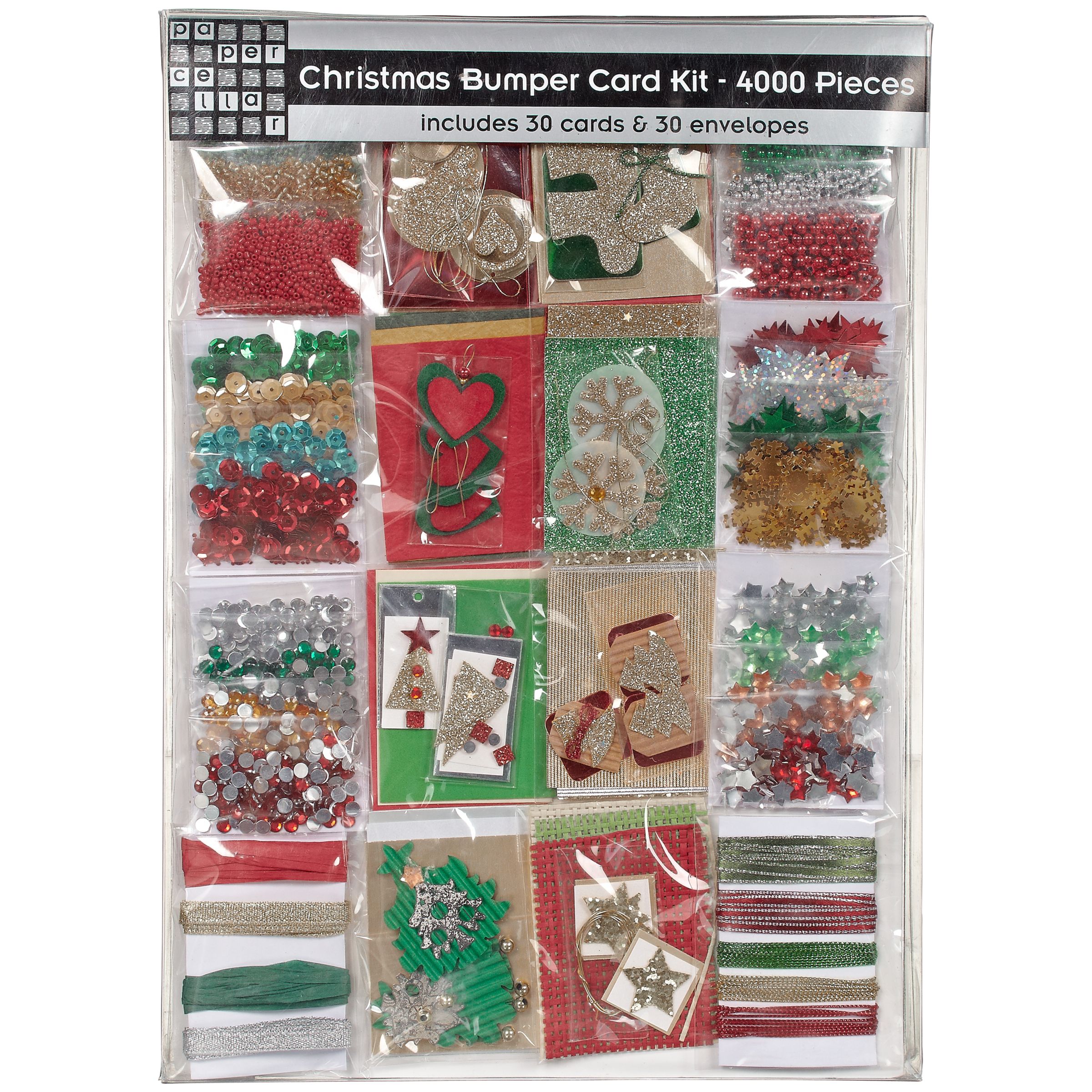 John Lewis Christmas Bumper Card Kit, 4000 Pieces, Red/Green