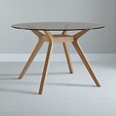 John Lewis Akemi Round 4 Seater Dining Table, Glass, width 120cm