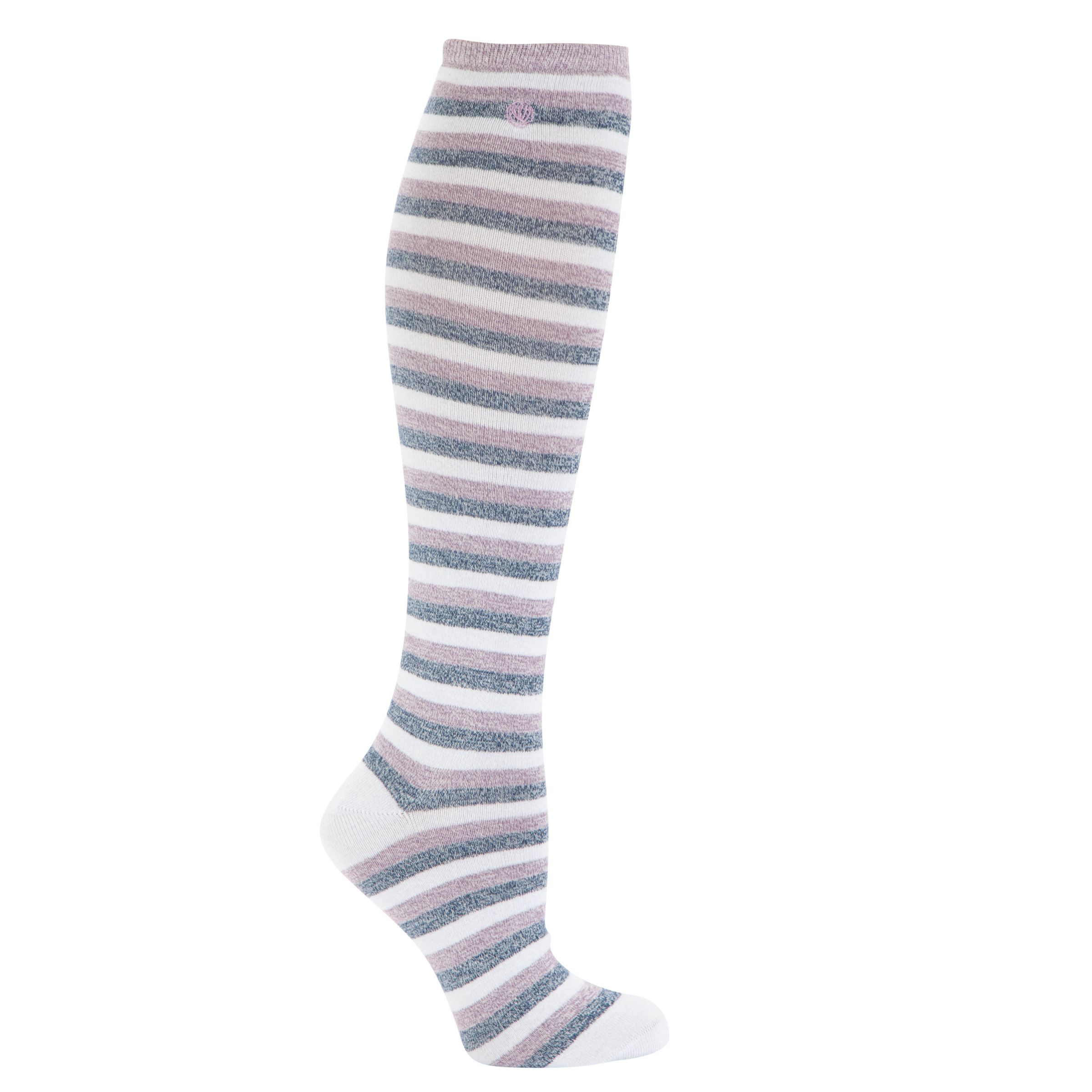 Fat Face Shannon Cotton Mix Stripe Knee Socks, Rose