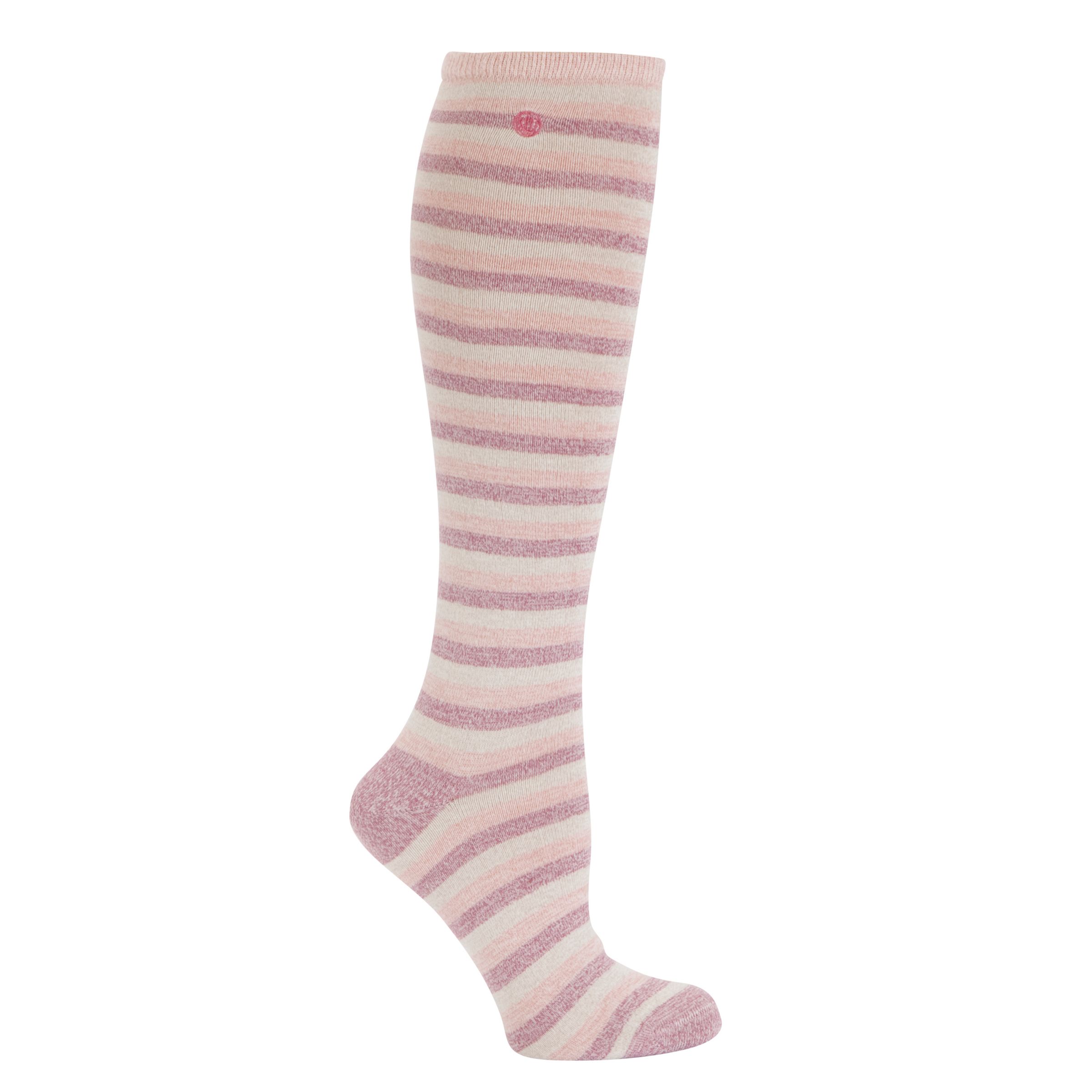 Fat Face Shannon Cotton Mix Stripe Knee Socks, Mauve