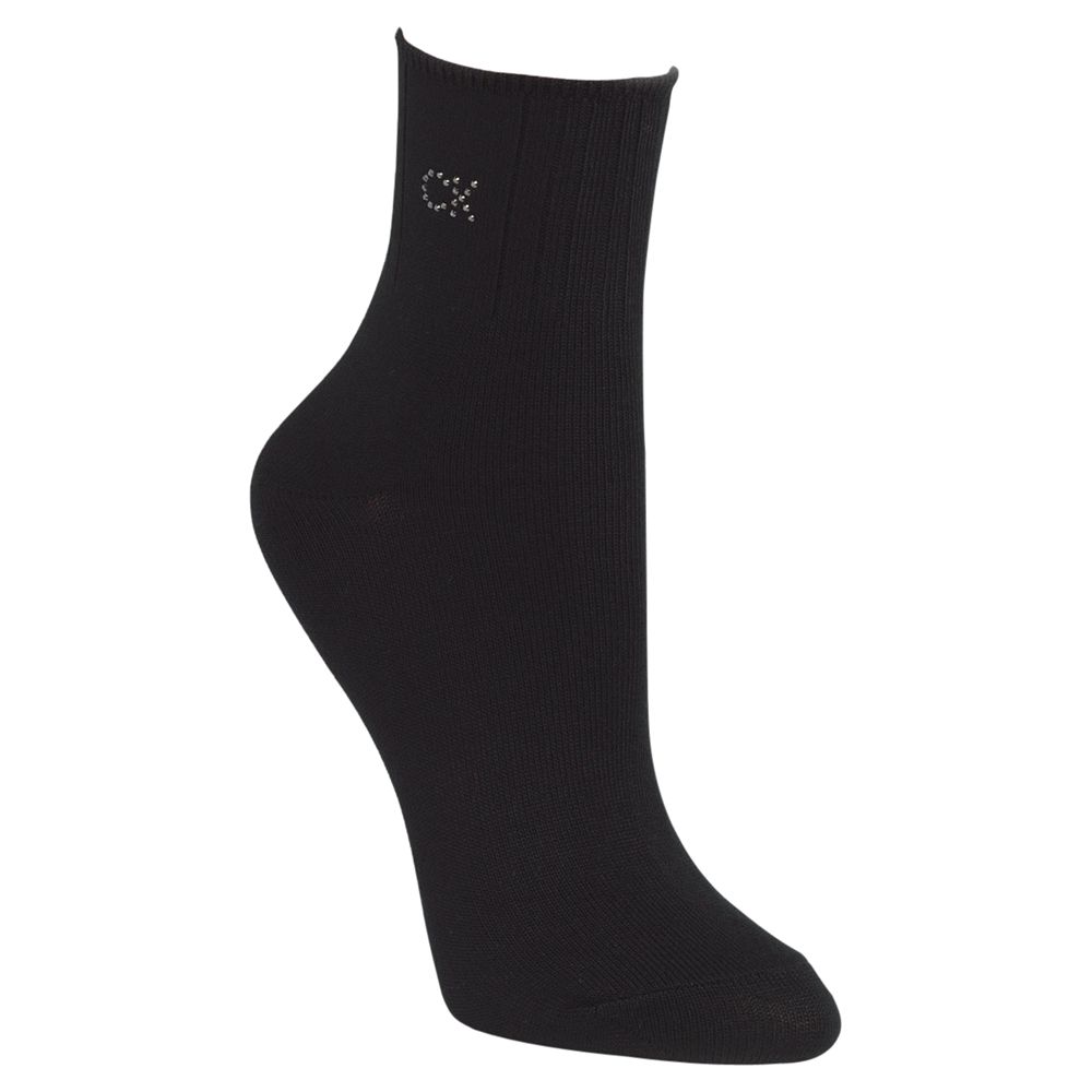 Calvin Klein Soft Touch Crystal Logo Ankle Socks, Black