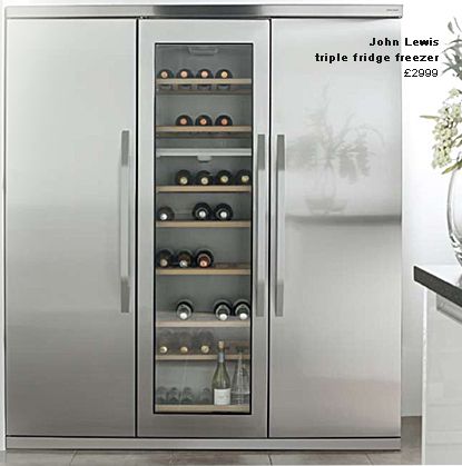 John Lewis Side by Side JLFFW1552 stainless steel wine cooler triple fridge freezer