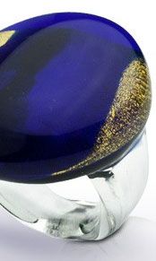 Gold Leaf Elements Murano Glass Ariel Cocktail Ring