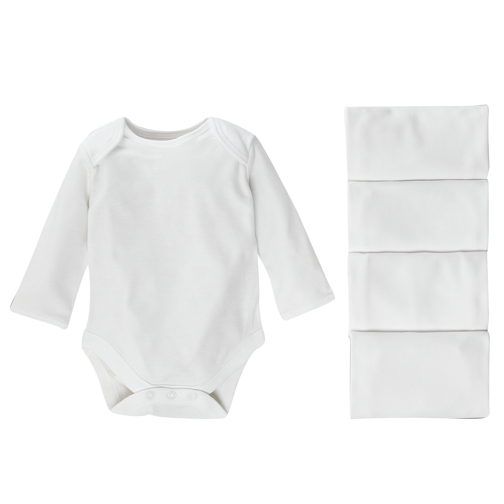 Buy John Lewis Baby Long Sleeve Bodysuits, Pack of 5, White online at 