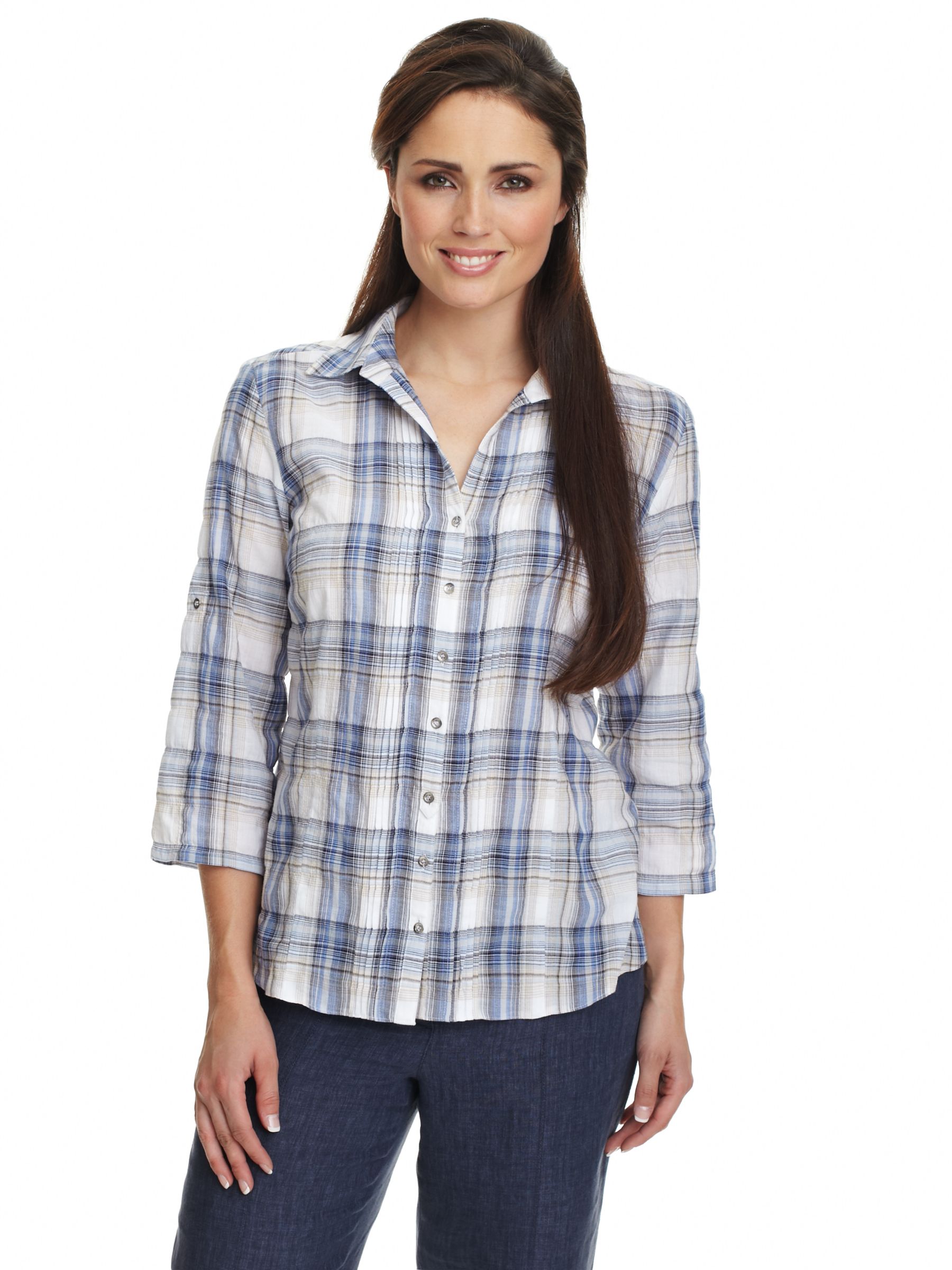 Gerry Weber Cheese Cloth Check Blouse, Blue - review, compare prices ...
