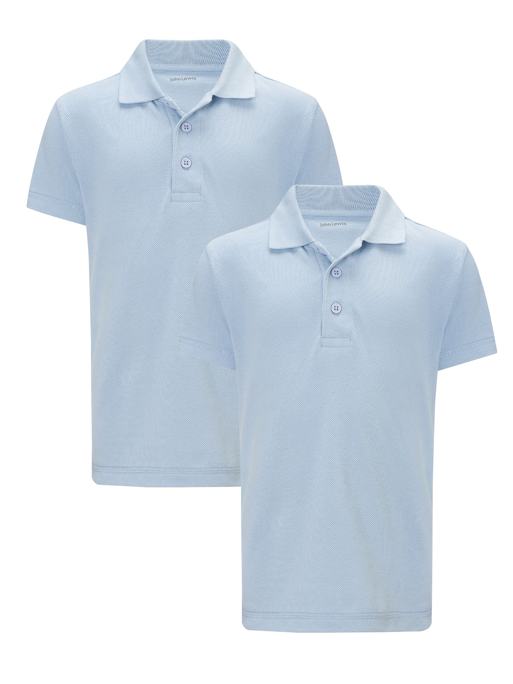 Buy John Lewis Cotton Polo Shirt, Pack of 2, Blue online at JohnLewis 
