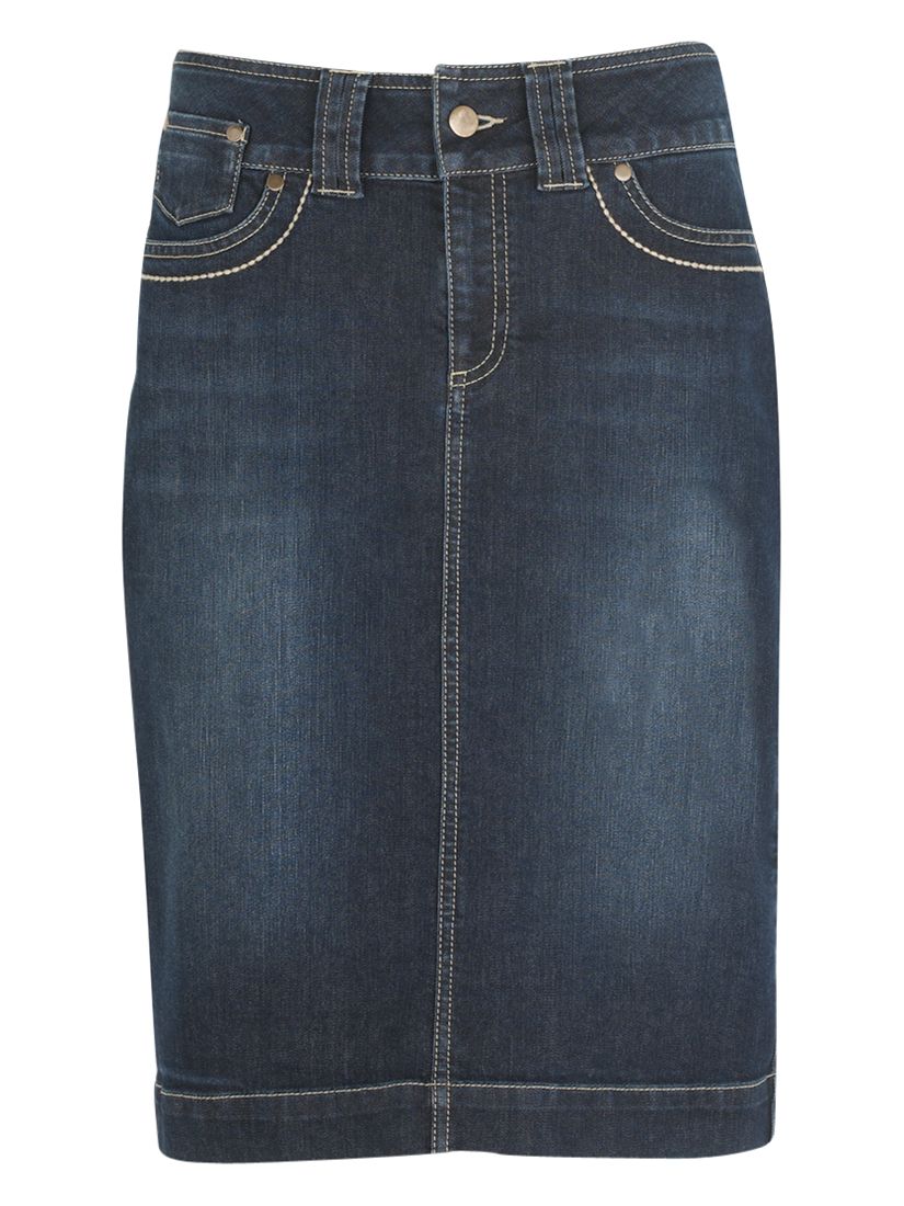 kew.159 Denim Knee Length Skirt, Washed Indigo £55