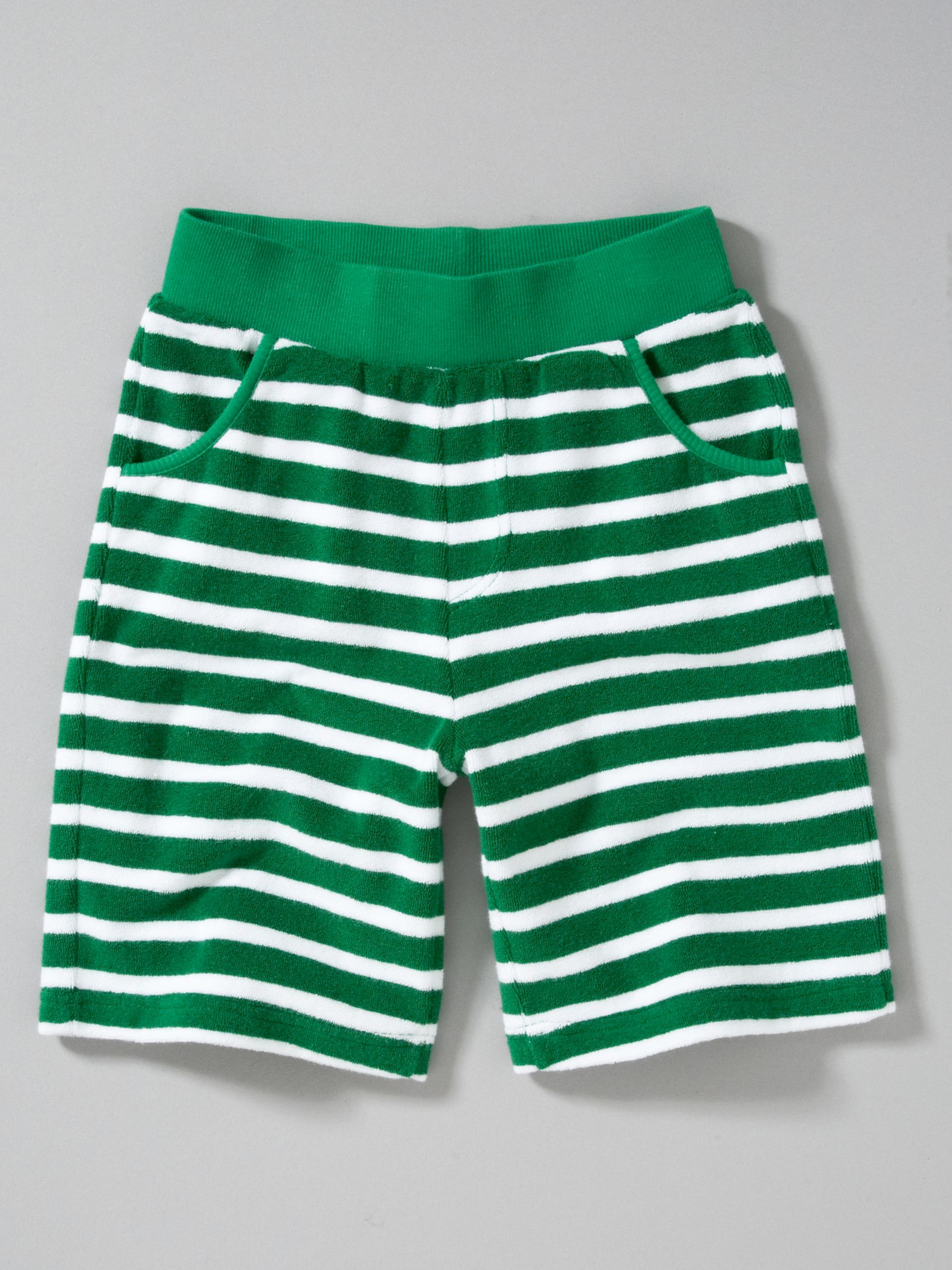 Buy John Lewis Boy Towelling Stripe Shorts, Green/White online at 