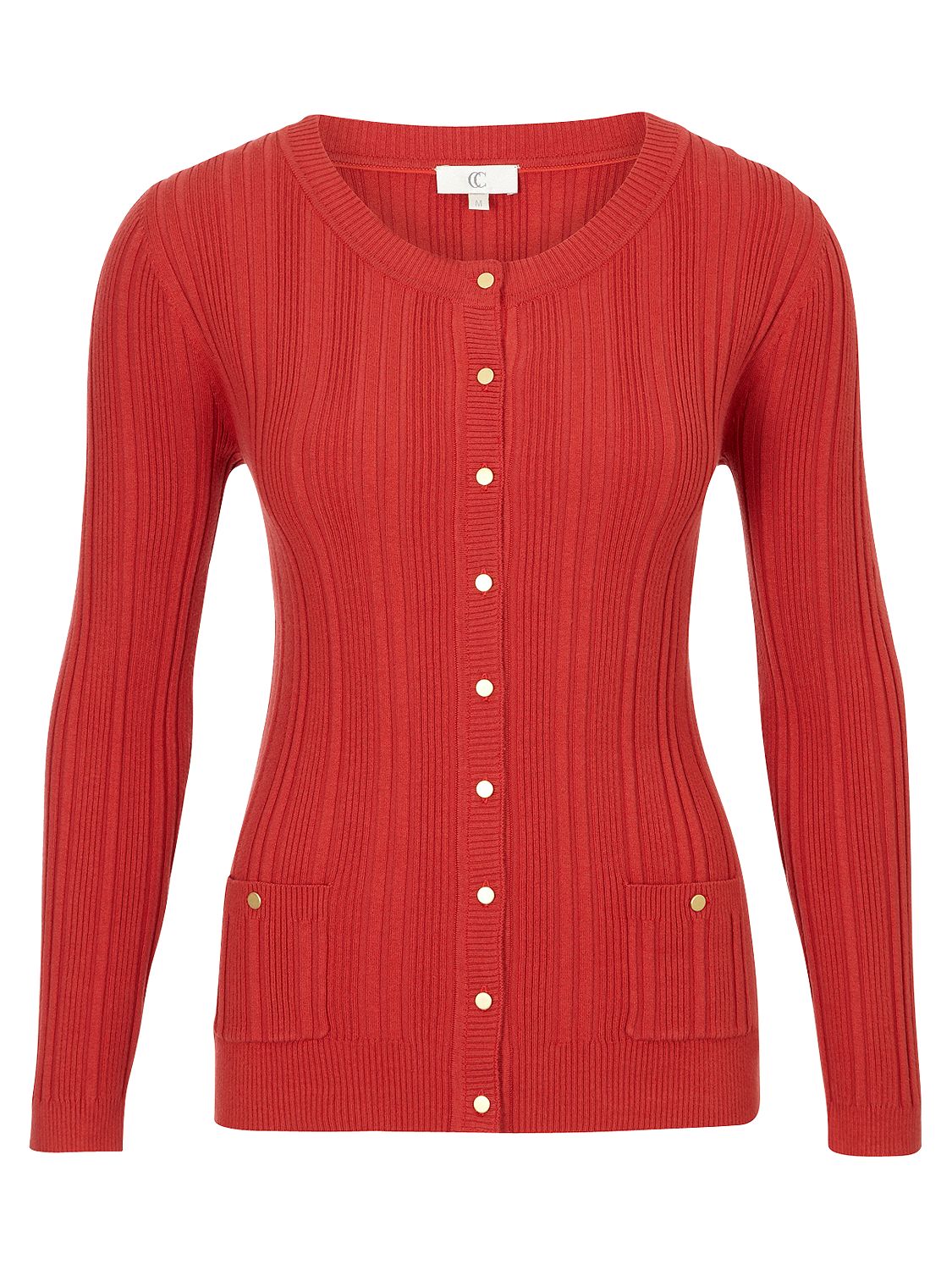 Buy CC Gold Button Rib Knit Cardigan, Terracotta online at JohnLewis 