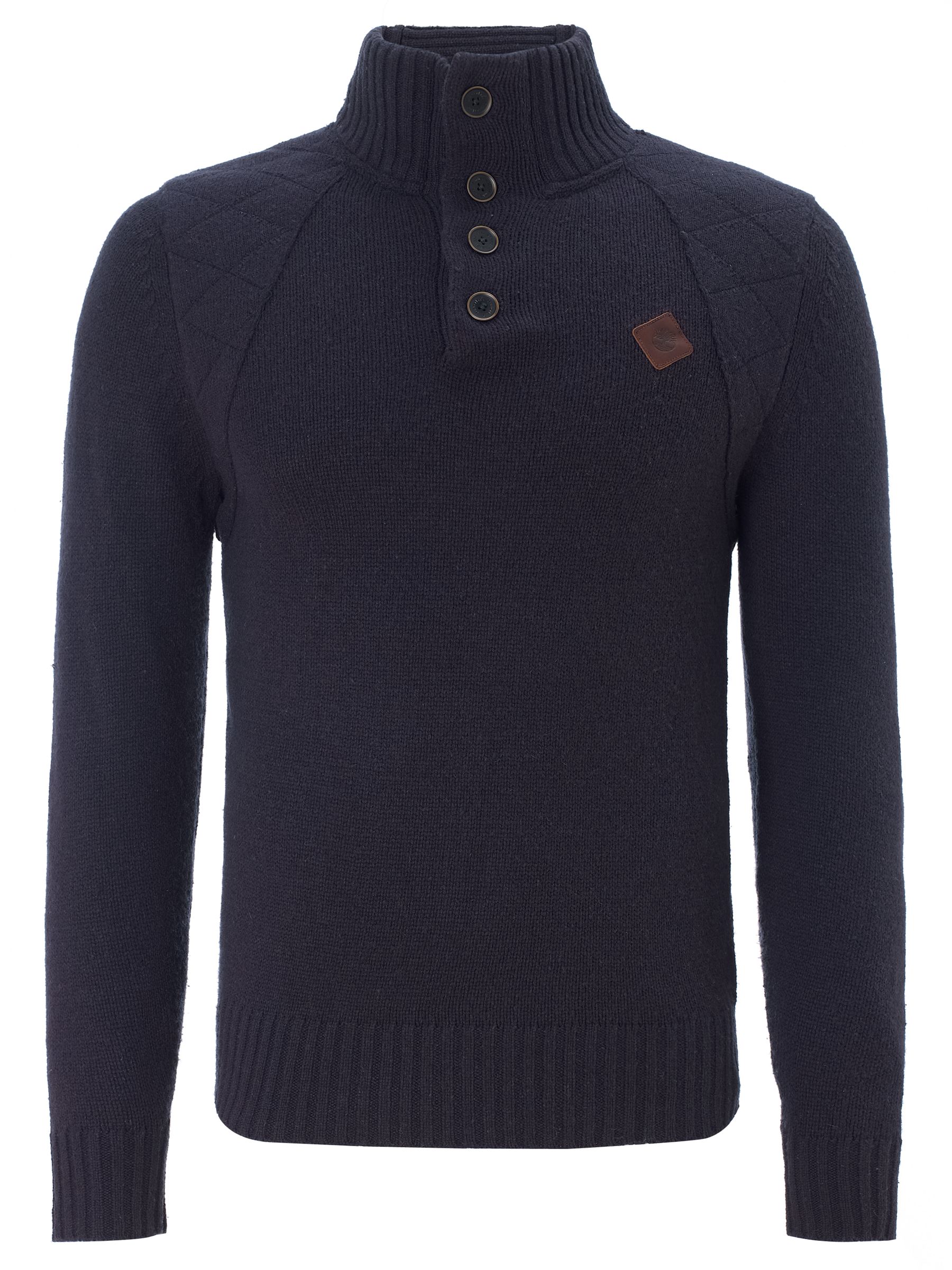 Buy Timberland Half Button Neck Lambswool Mix Jumper, Dark Navy online 