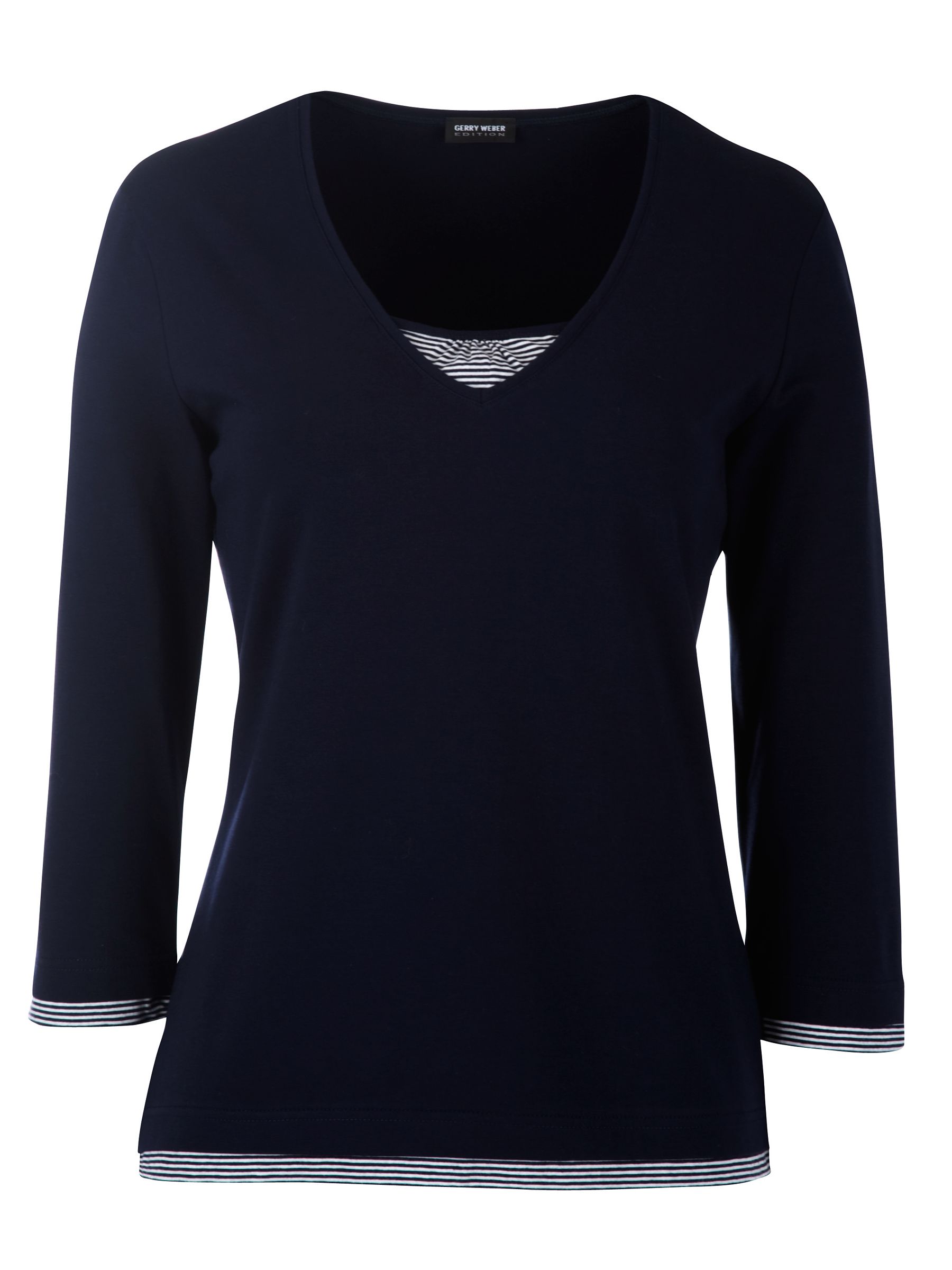 Buy Gerry Weber Stripe Trim T Shirt, Navy/White online at JohnLewis 