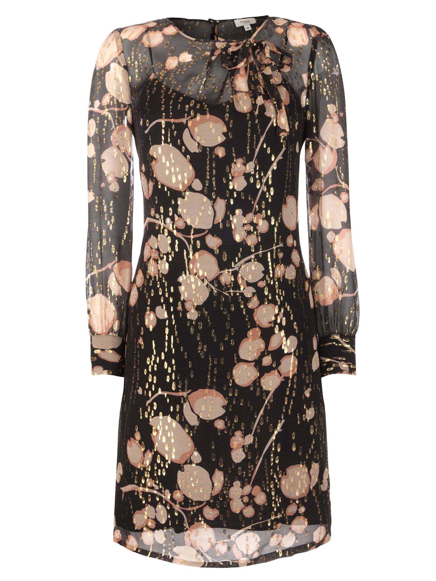 Buy Hoss Intropia Metallic Jacquard Long Sleeve Dress, Black online at 