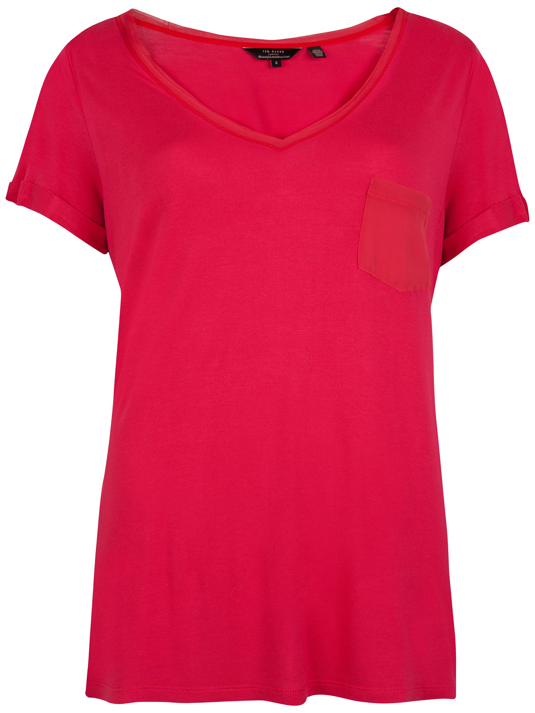 Buy Ted Baker Contrast Pocket T Shirt, Deep Pink online at JohnLewis 