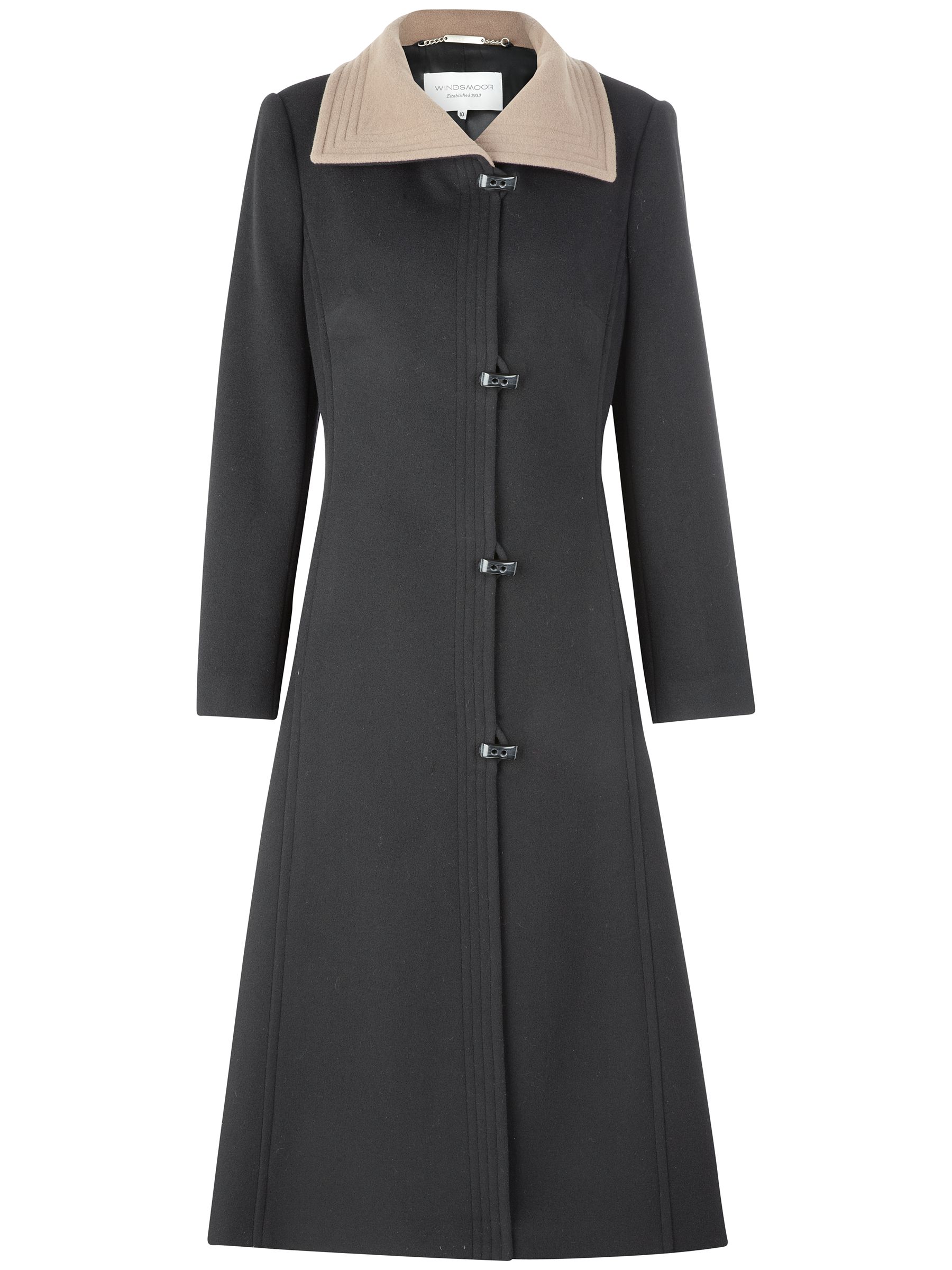 Buy Windsmoor Long Contrast Coat, Black online at JohnLewis 