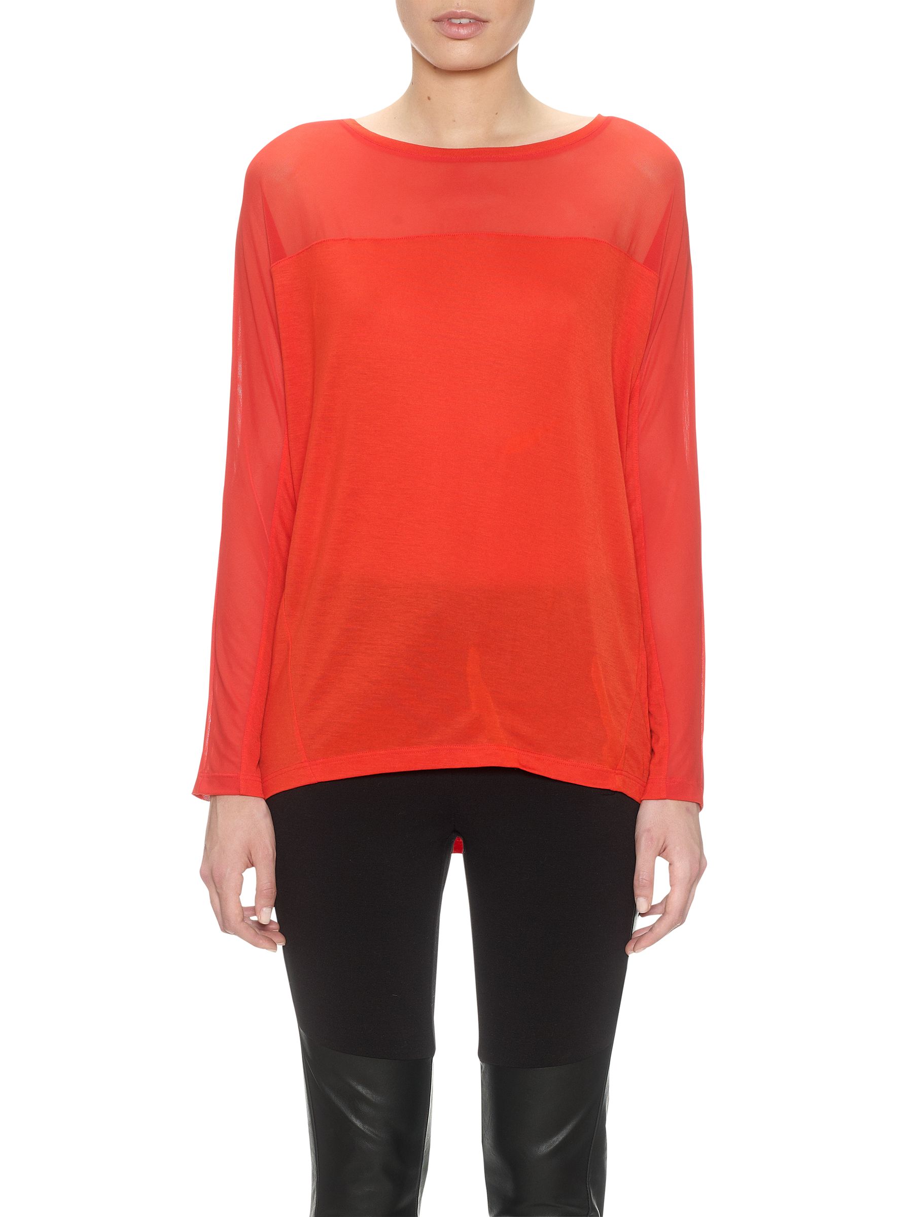 Buy Whistles Mesh Panel Oversize T Shirt, Red online at JohnLewis 