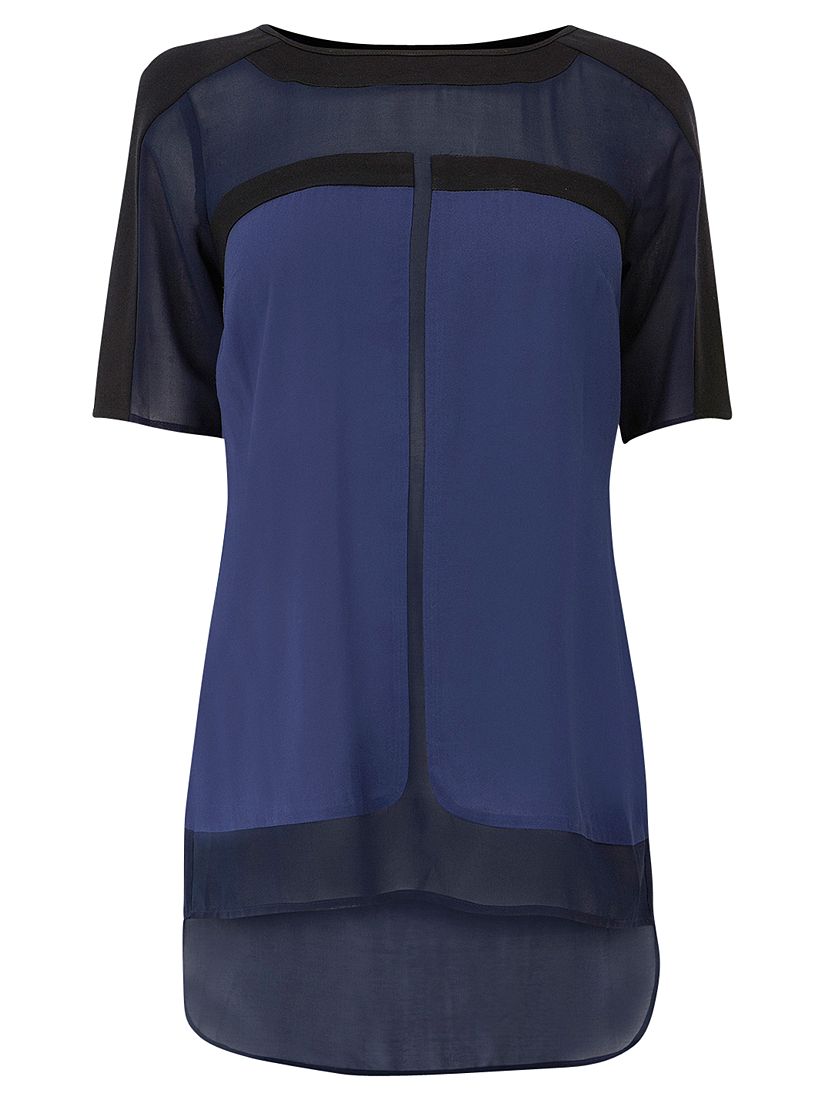 Buy Warehouse Chiffon Mix Tunic Top, Navy online at JohnLewis 